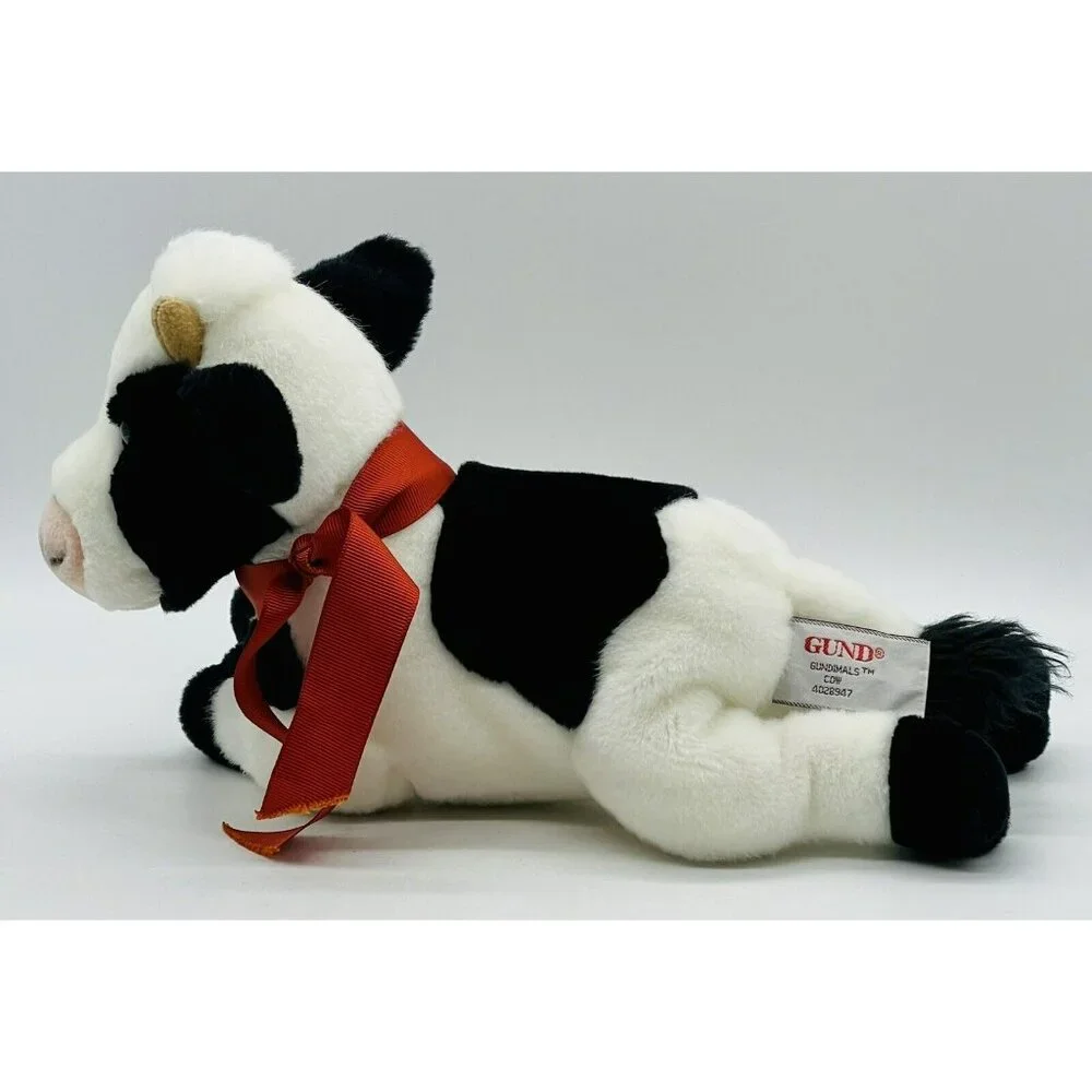 Gund‎ Gundimals Cow Plush Stuffed Animal 4028947 Black White 10 inch Realistic